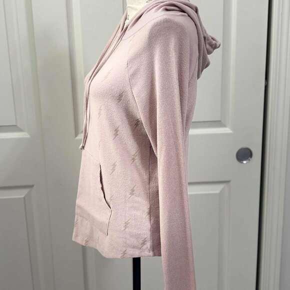 Pink Lightweight Sweatshirt Hoodie with Lightning Bolts and a Muff Pouch Size S - Picture 5 of 6